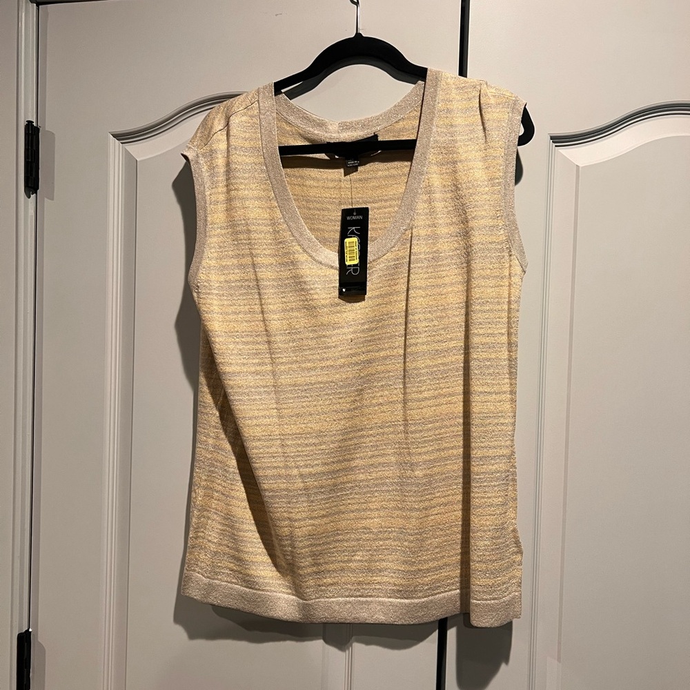 Kasper Women's Yellow and Cream Top